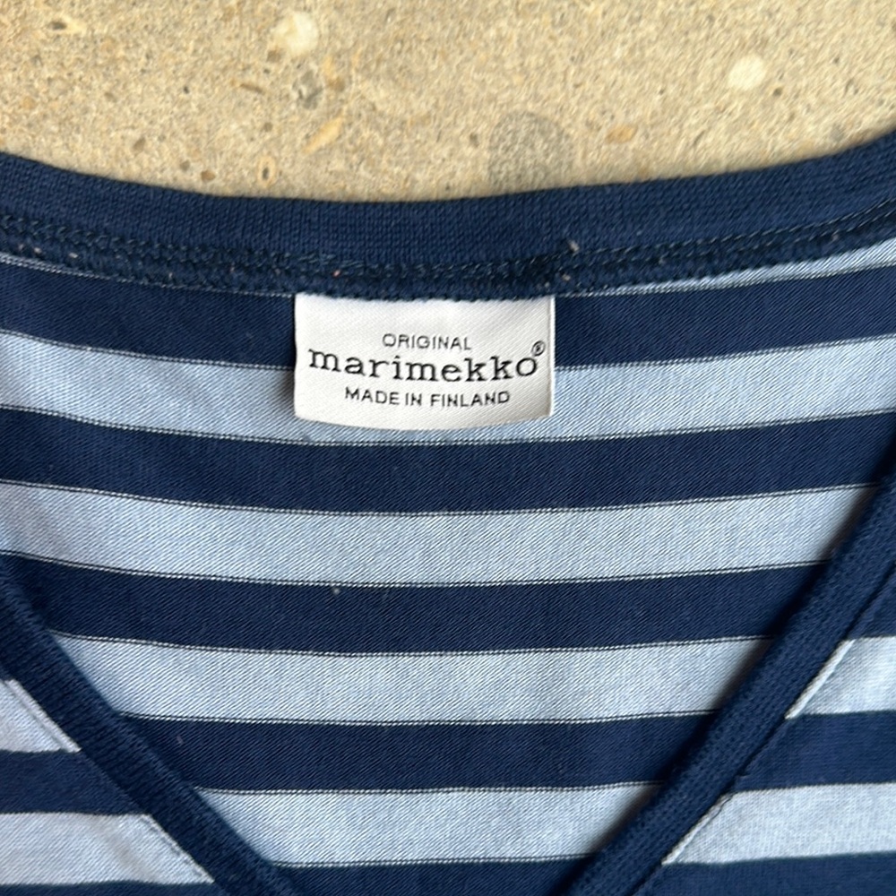 Marimekko Striped V-Neck 3/4 Sleeve Top - Picture 2 of 6